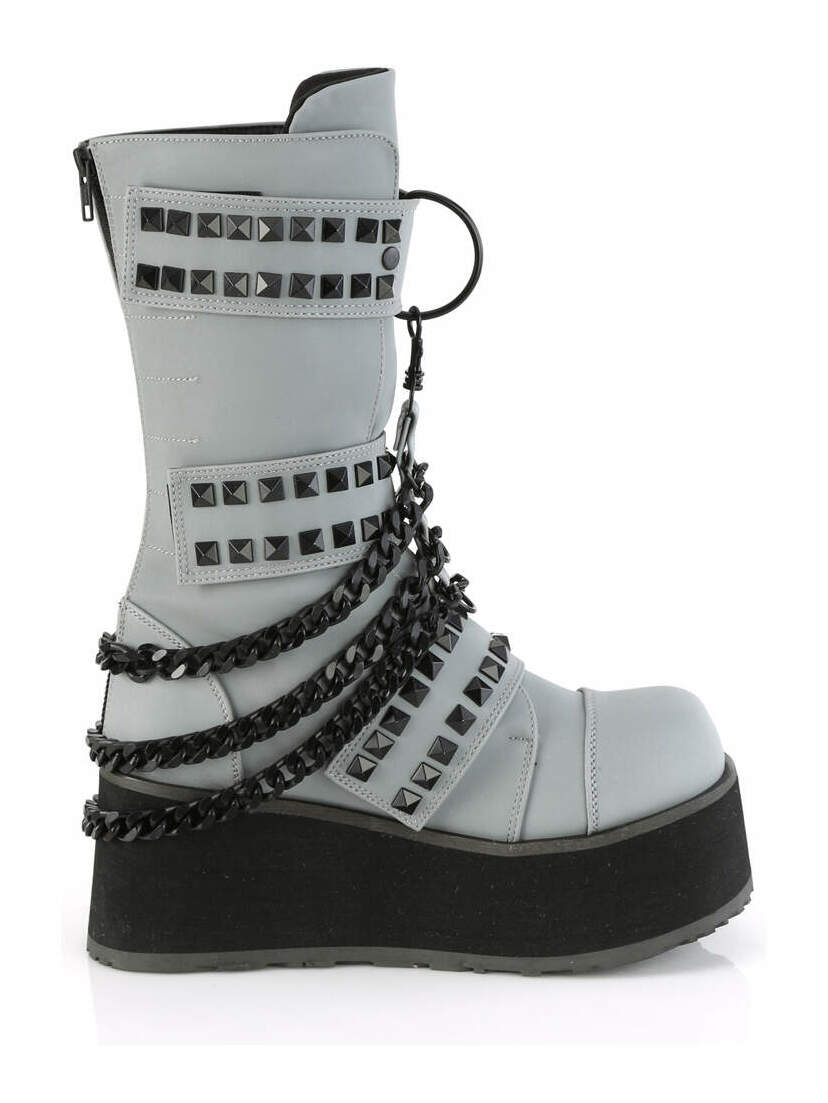 TRASHVILLE-138 Grey Reflective Platform Boots