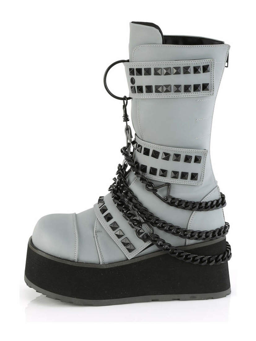 TRASHVILLE-138 Grey Reflective Platform Boots