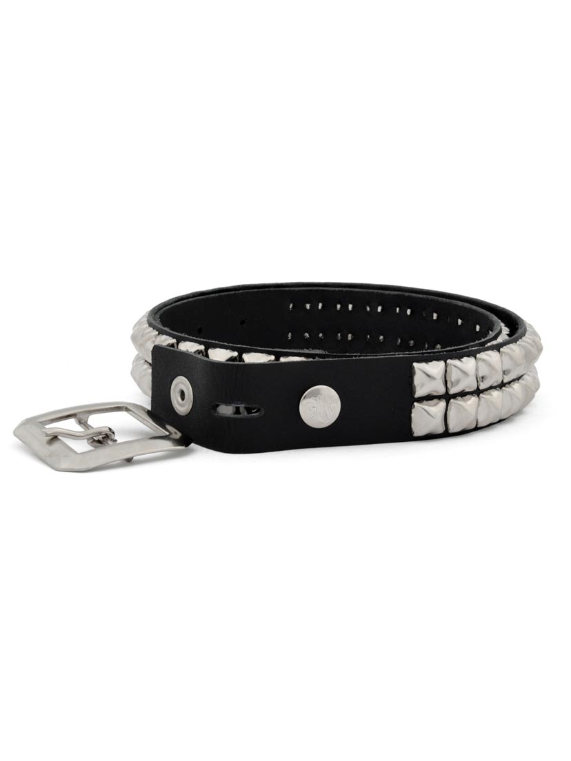 Double Black Pyramid Stud Belt