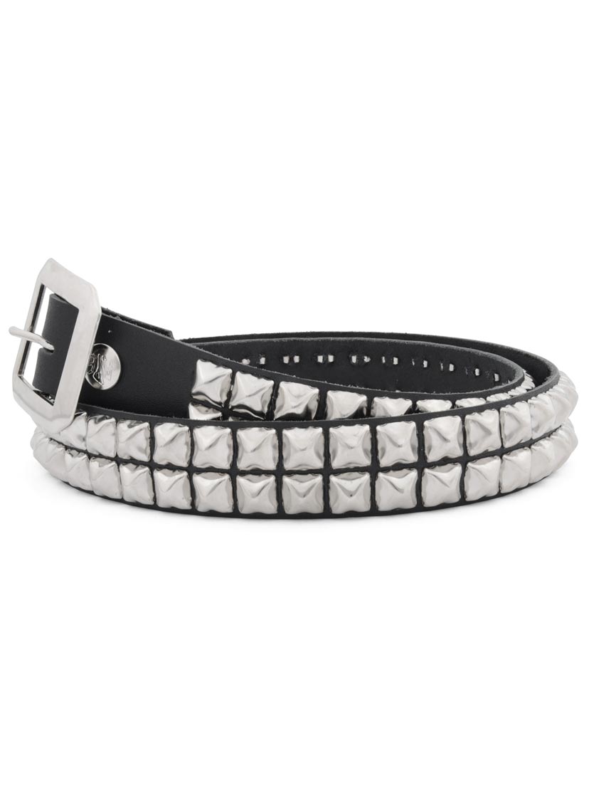 Double Black Pyramid Stud Belt