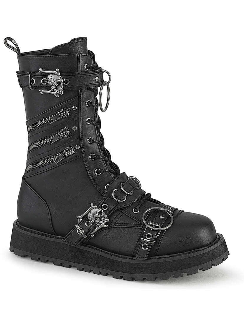 Demonia VALOR 240 Boots Skull Buckles O Ring Details