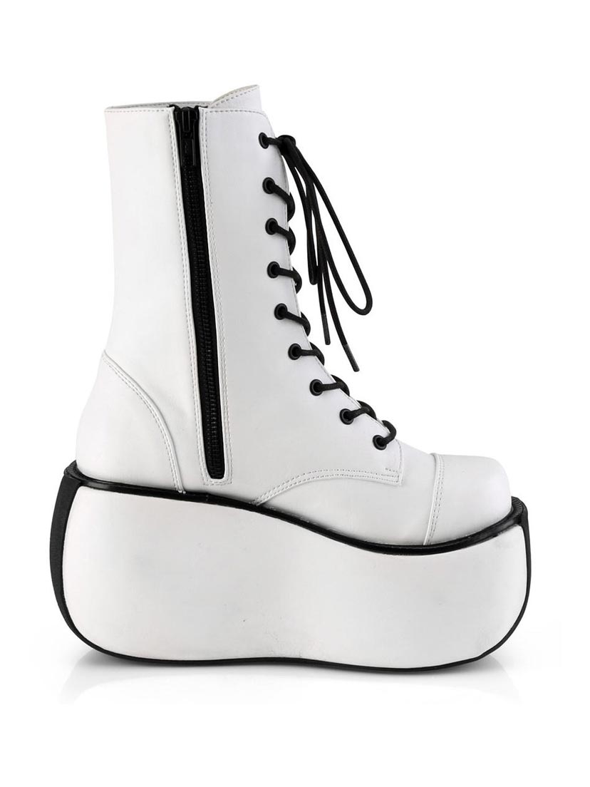 VIOLET-120 White Platform Boots