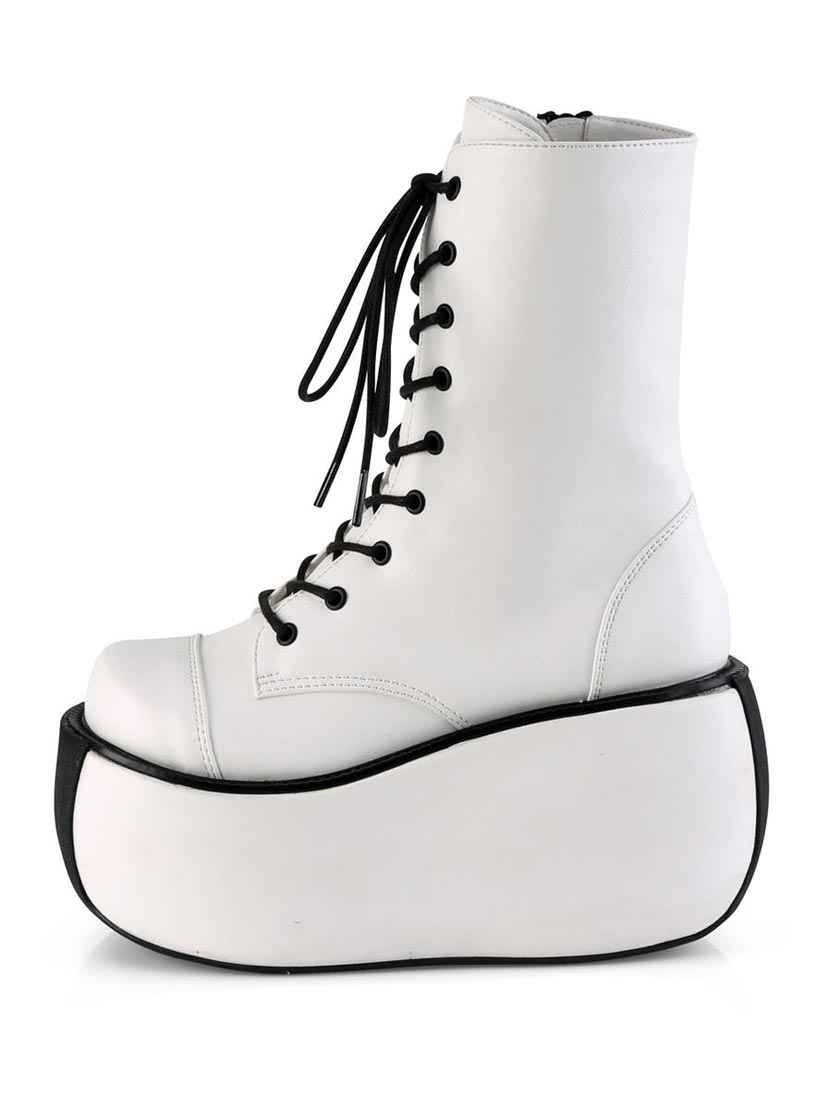 VIOLET-120 White Platform Boots