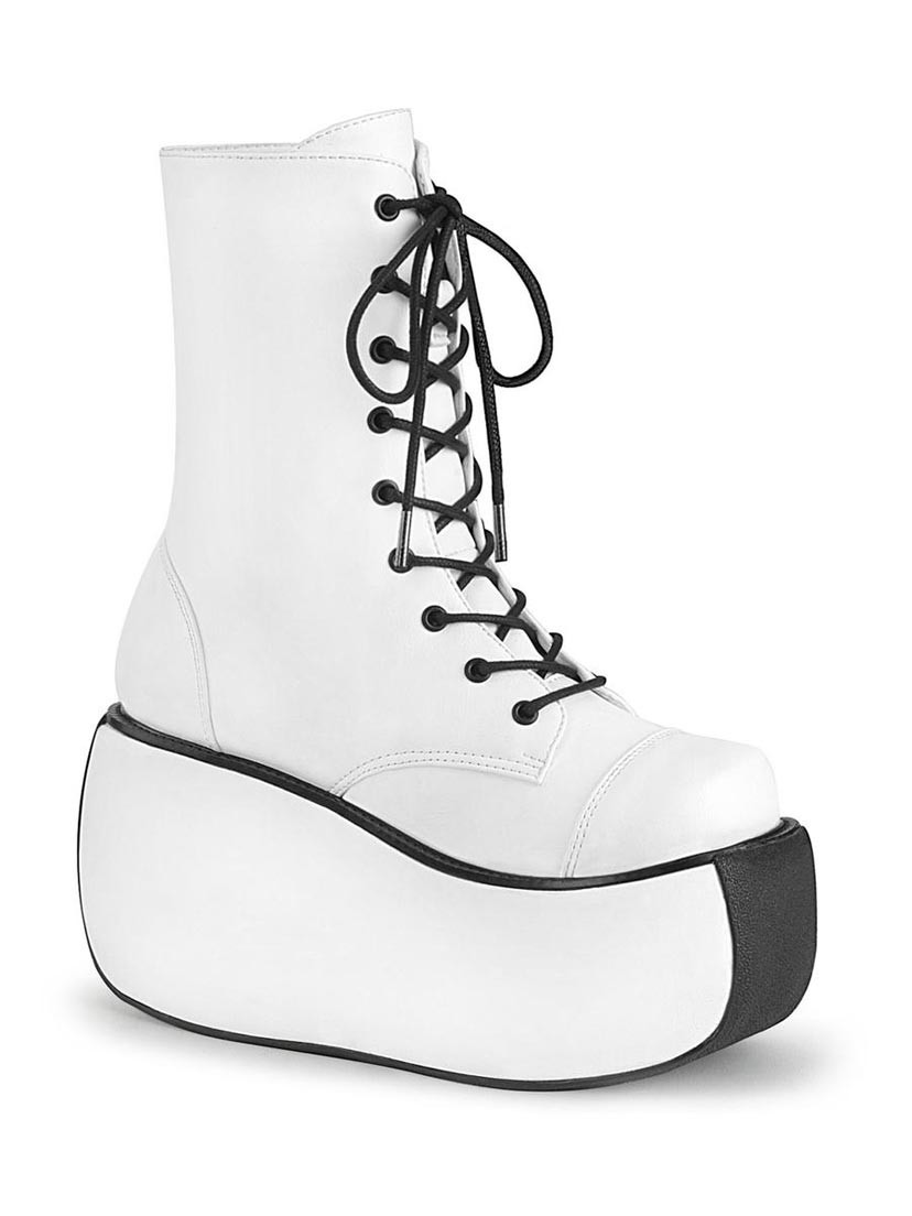 VIOLET-120 White Platform Boots