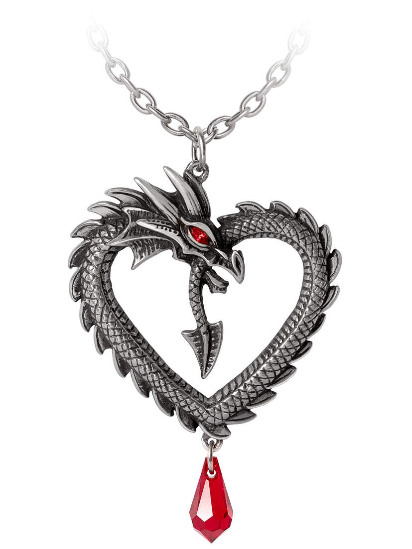 Vouivre Dragon Pendant Heart Necklace