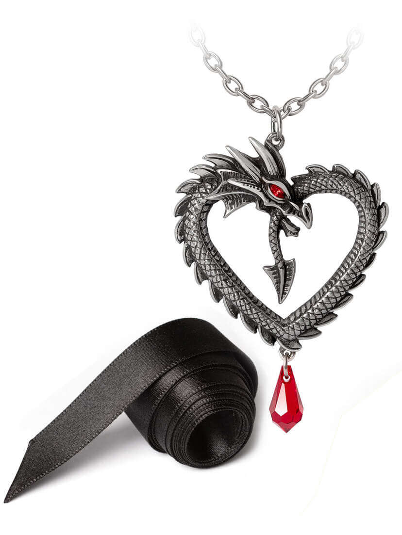 Vouivre Dragon Pendant Heart Necklace