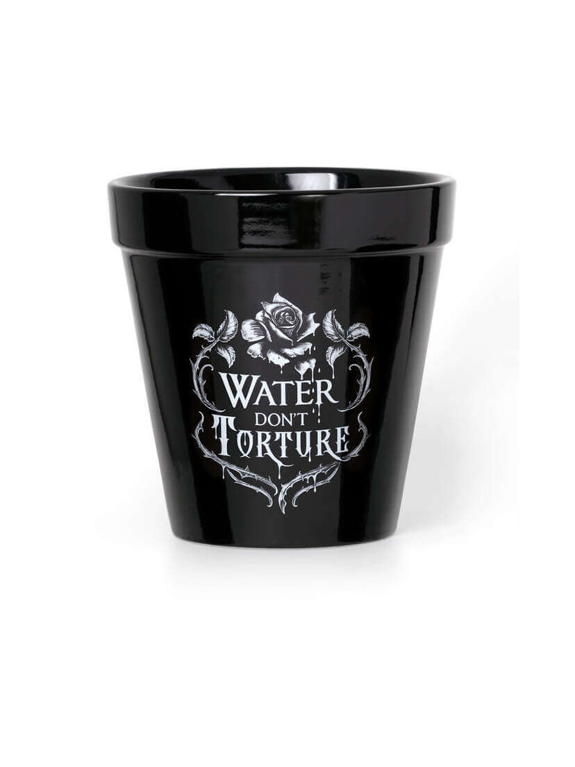 Water Don't Torture Rose & Vine Ceramic Plant Pot