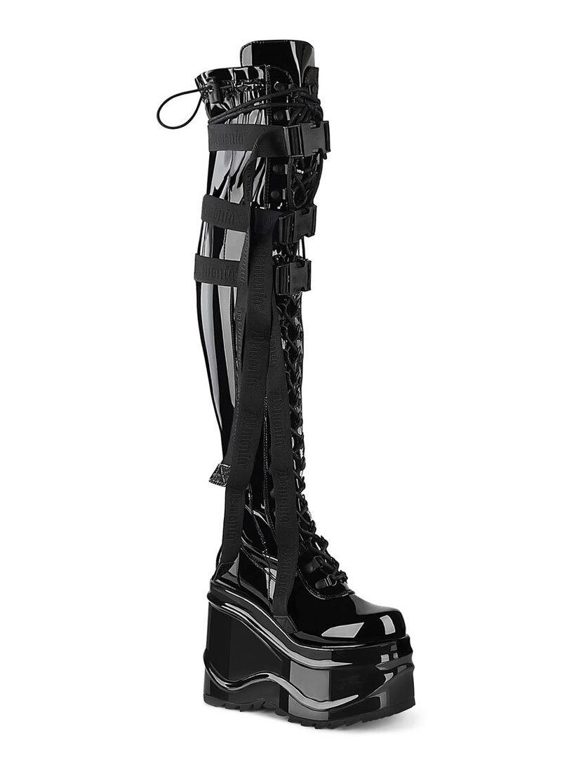 WAVE-315 Knee High Patent Boots