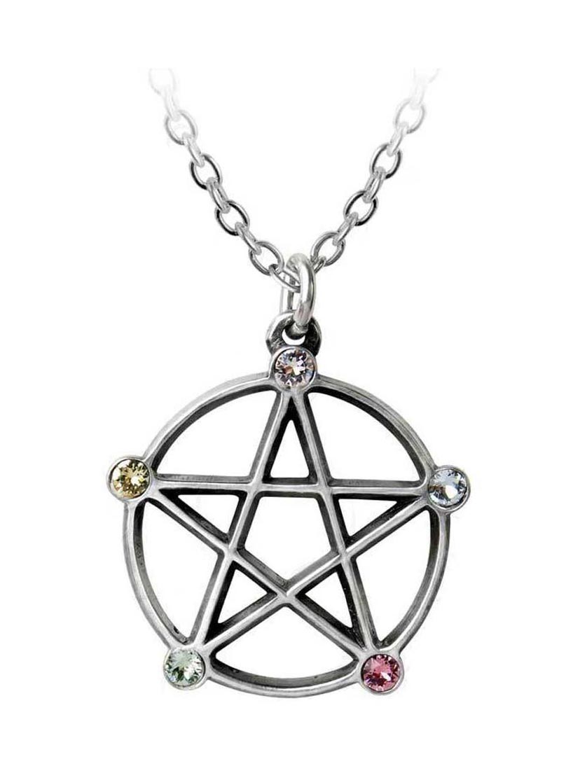 Wiccan Elemental Pentacle Pendant Necklace