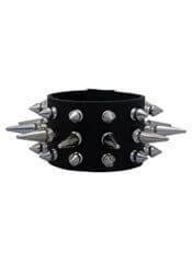 Leather Wristband with short and long spikes