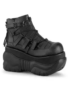 Side view of BOXER-13 men's platform shoes in black with chunky sole and strap details