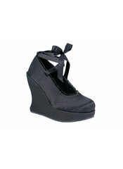 BRAVO-07 Black Satin Wedge