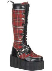 CREEPER-812 Plaid PU Creeper Boots