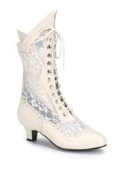 DAME-115 Ivory Lace Boots