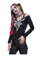 Daniela - Black top with ram head and pentagram