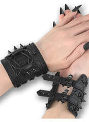 Demonia Gothic Wrist Cuff With Large O-ring & Bat Buckles