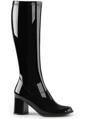 GOGO-300 Black Patent Boots with 3 inch heel