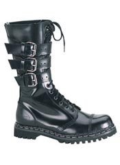 GRAVEL-14 Black Leather Demonia Boots
