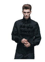 Raphael - Men's Black Longsleeve Gothic Ruffle Shirt