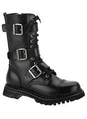 RIOT-12 Black Leather Boots