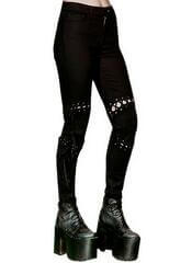Stretch Lace Off Black Skinny Jeans with Zipper Fly