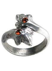 Ursuline Ring – Pewter Leaf Ring with Swarovski Crystals