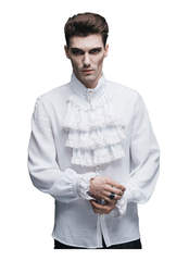 Ash Mens Gothic White Ruffle Shirt