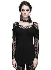 Ava Women's Gothic Long Sleeve Lace Shirt for Unique Style