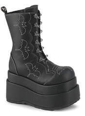 Demonia BEAR-182: Black-light Bat Stitching Platform Boots