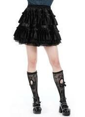 Black Velvet Frilly Layered Gothic Lolita Mini Skirt