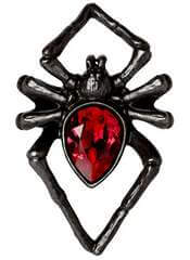 Striking Black Widow Alchemy Ring with Red Crystal