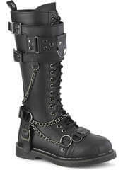 BOLT-415 Black Knee High Chained Combat Boots