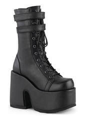 CAMEL-250 | Black Vegan Leather Platform Boots