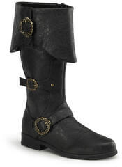 CARRIBEAN-299 Black Pirate Boots for Cosplay & Costumes