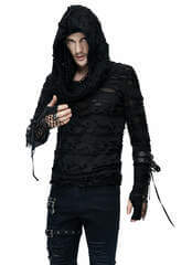 Cataclysm Gothic Hoodie with Buckle Straps & Thumb Holes
