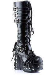 CHARADE-206 Buckle Laceup Boots - 4.5 Inch Platform Heel