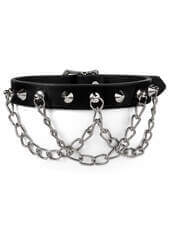 Cone and Chain Leather Choker