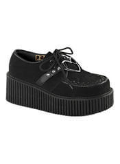 CREEPER-206 Black Vegan Creeper Shoes with Heart Ring