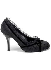 DAINTY-420 Black Satin Heels
