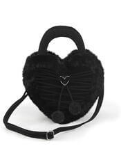 Demonia Black Heart corseted Furry Gothic Handbag