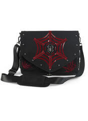 Demonia Canvas Spider Web Messenger Bag