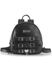 Demonia Mini Backpack with silver hearts and corset lacing