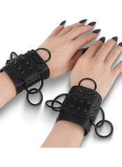 Demonia Gothic Triple Ring Wristband w/ Studded Metal Plate