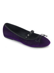 DRAC-07 Purple Velvet Mary Jane Ballet Flats