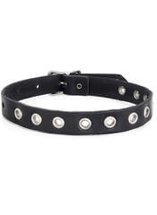 Leather choker with 1 row of Grommets