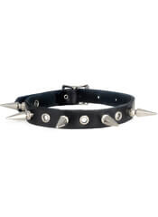 Black Leather Choker with Spikes and Eyelets