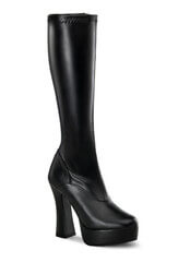 Electra-200Z Matte Black PU Knee Boots with 5-inch Heels