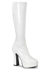 ELECTRA-2000Z White Stretch Patent Knee-High Platform Boots