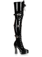 ELECTRA-3028 Black Patent Thigh High Gothic Platform Boots