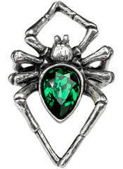 Emerald Venom | Pewter Spider Ring with Green Swarovski Crystal